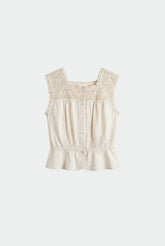 LACE-TRIMMED CROCHET SHIRT