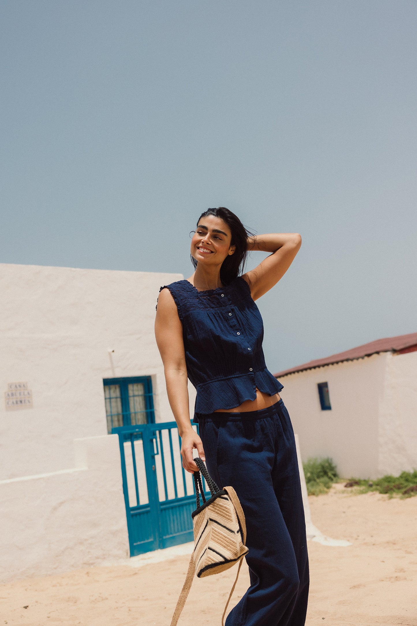 LACE-TRIMMED CROCHET SHIRT