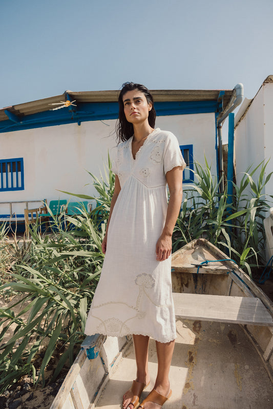 EYELET EMBROIDERED WIDE DRESS 1