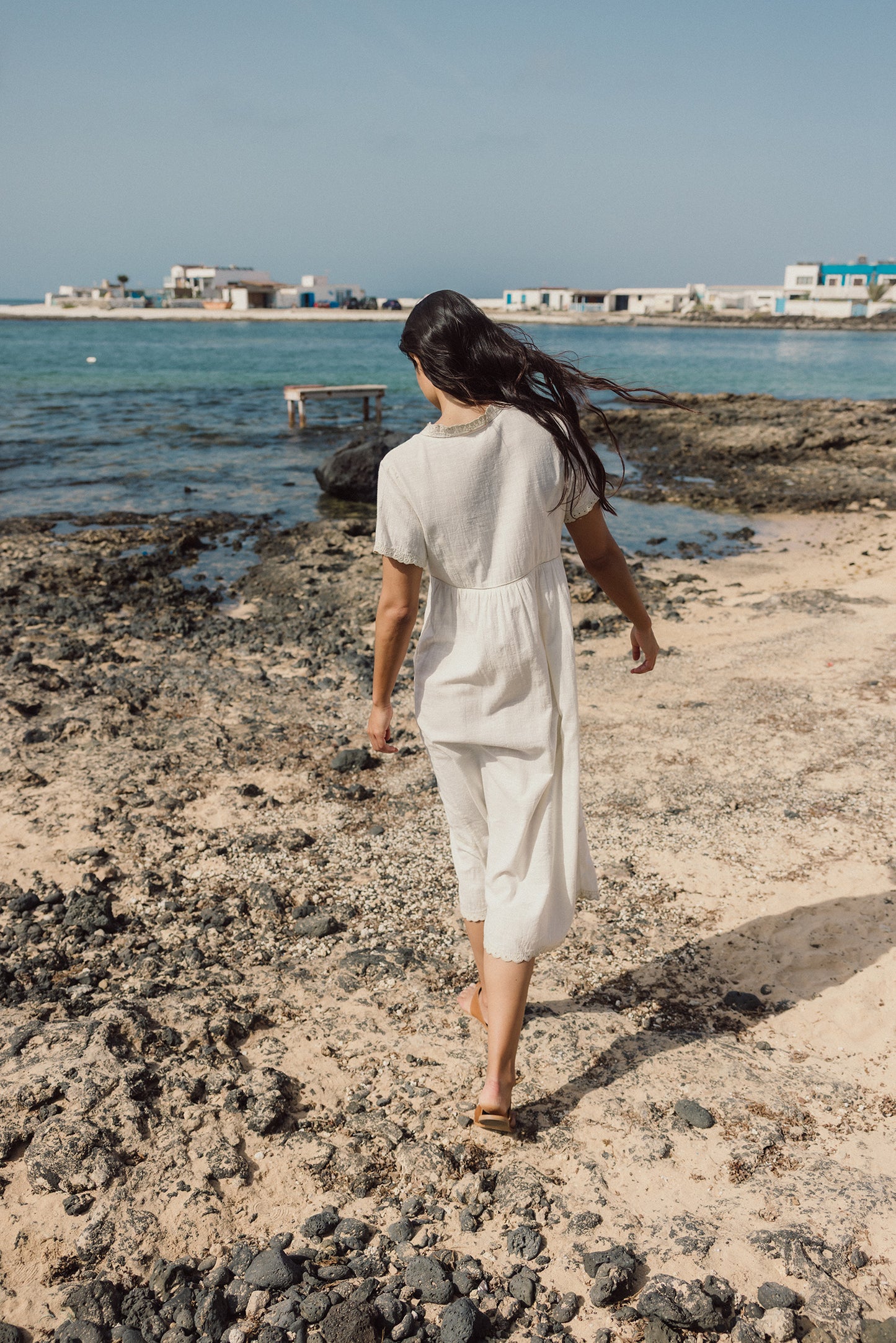 EYELET EMBROIDERED WIDE DRESS