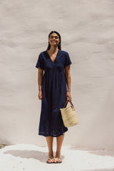 EYELET EMBROIDERED WIDE DRESS