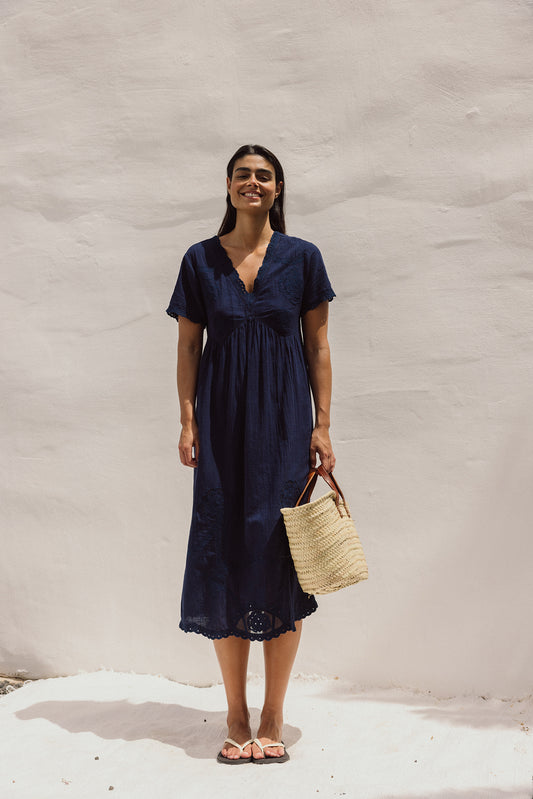 EYELET EMBROIDERED WIDE DRESS 1