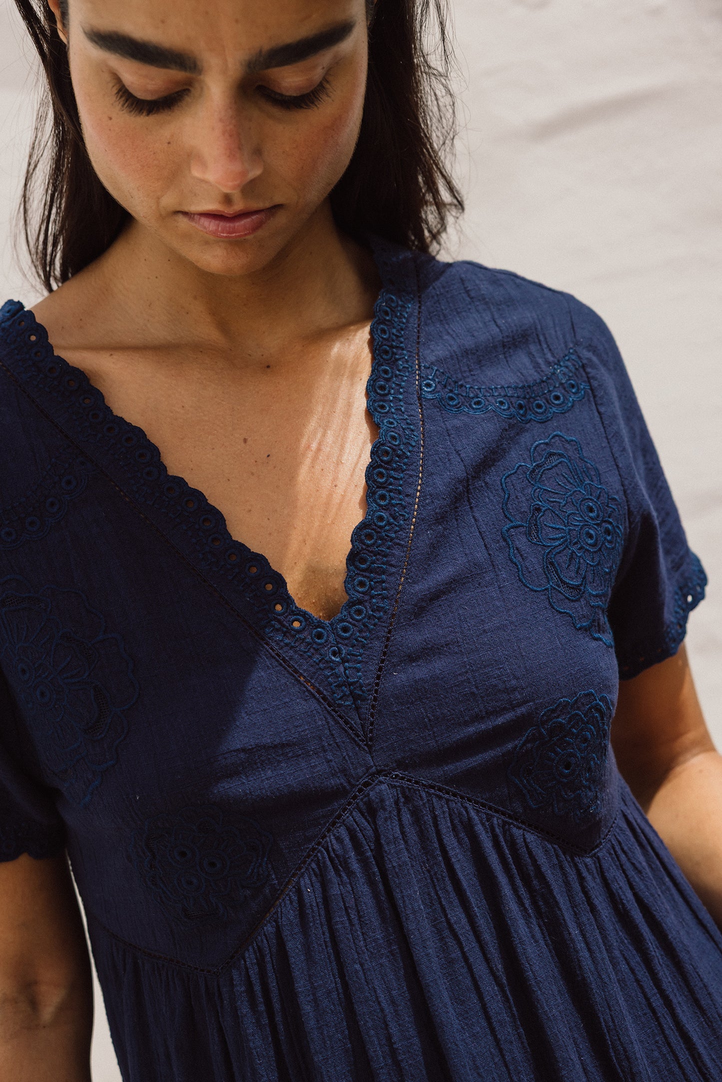 EYELET EMBROIDERED WIDE DRESS