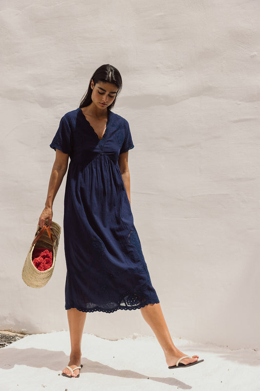 EYELET EMBROIDERED WIDE DRESS 4