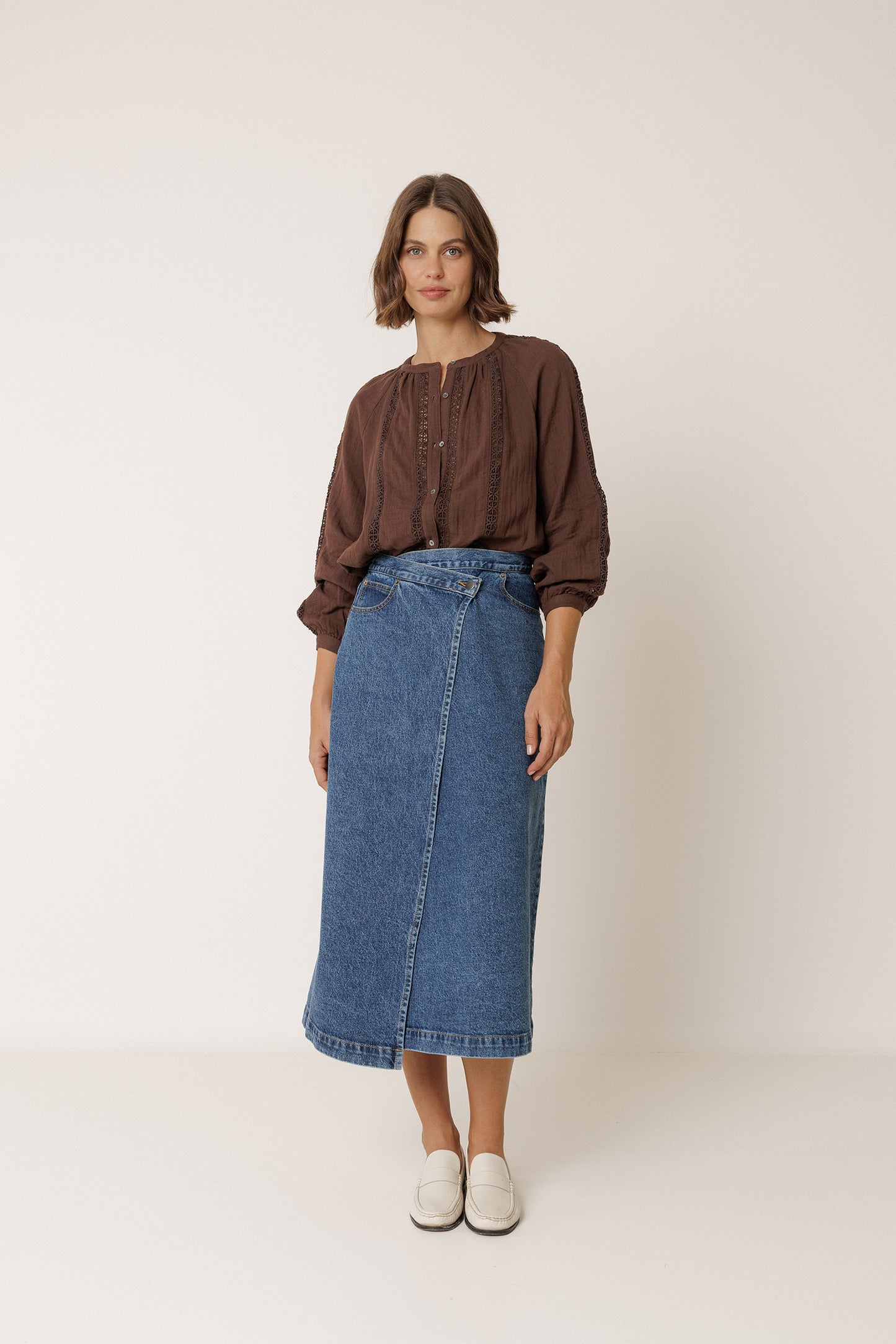 CROSSED-WAISTBAND SKIRT