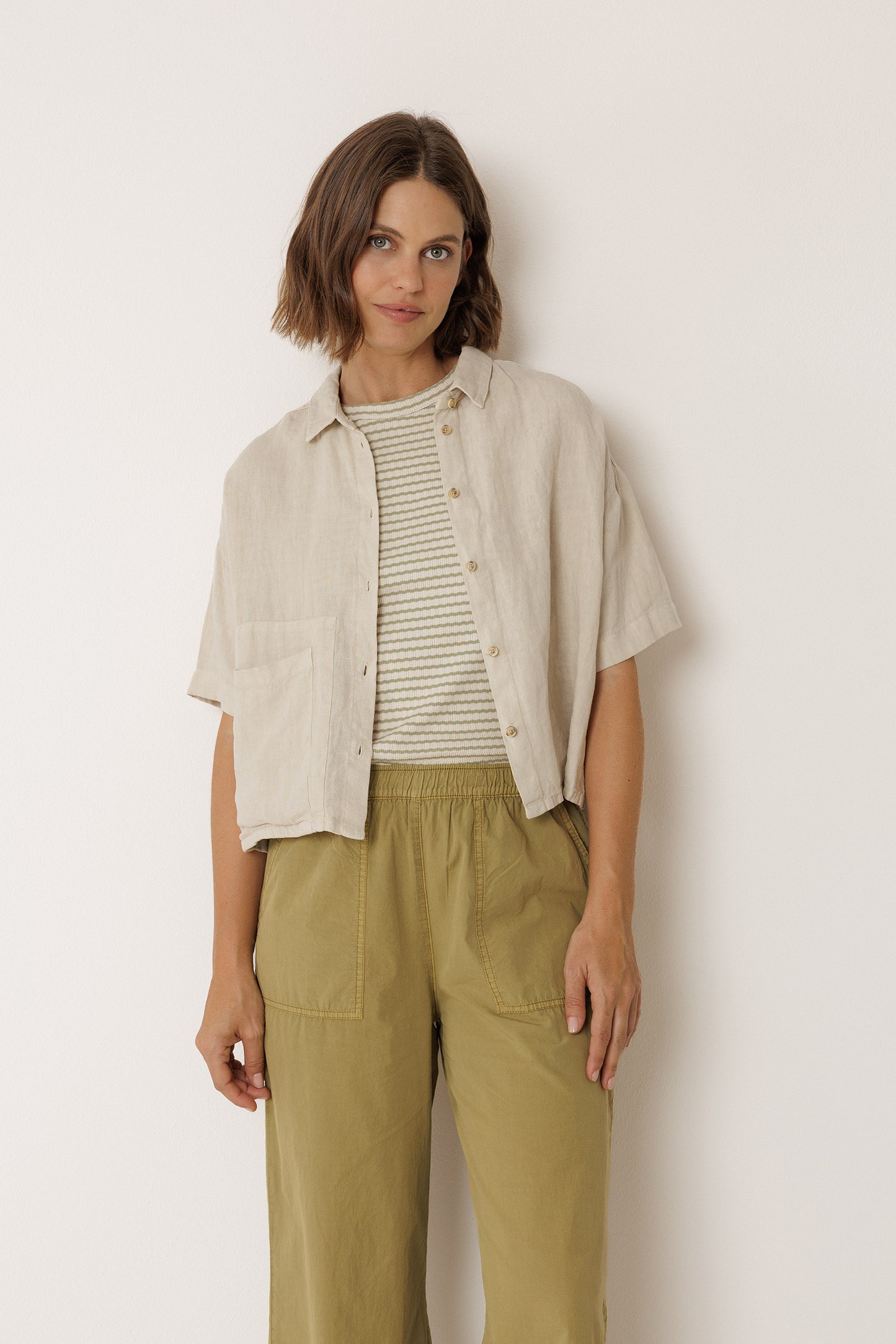 [CL] CROP LINEN SHIRT