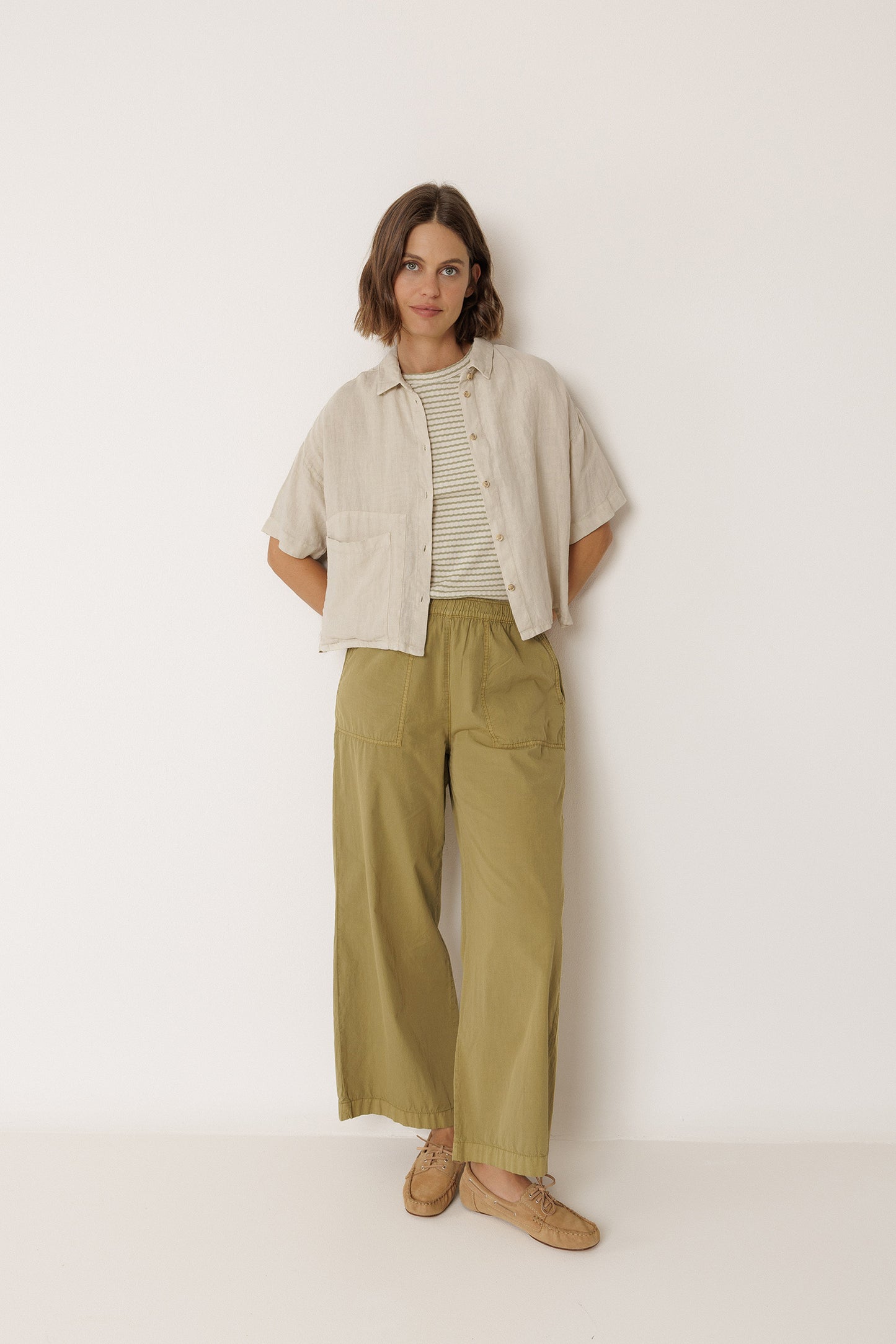 CROP LINEN SHIRT