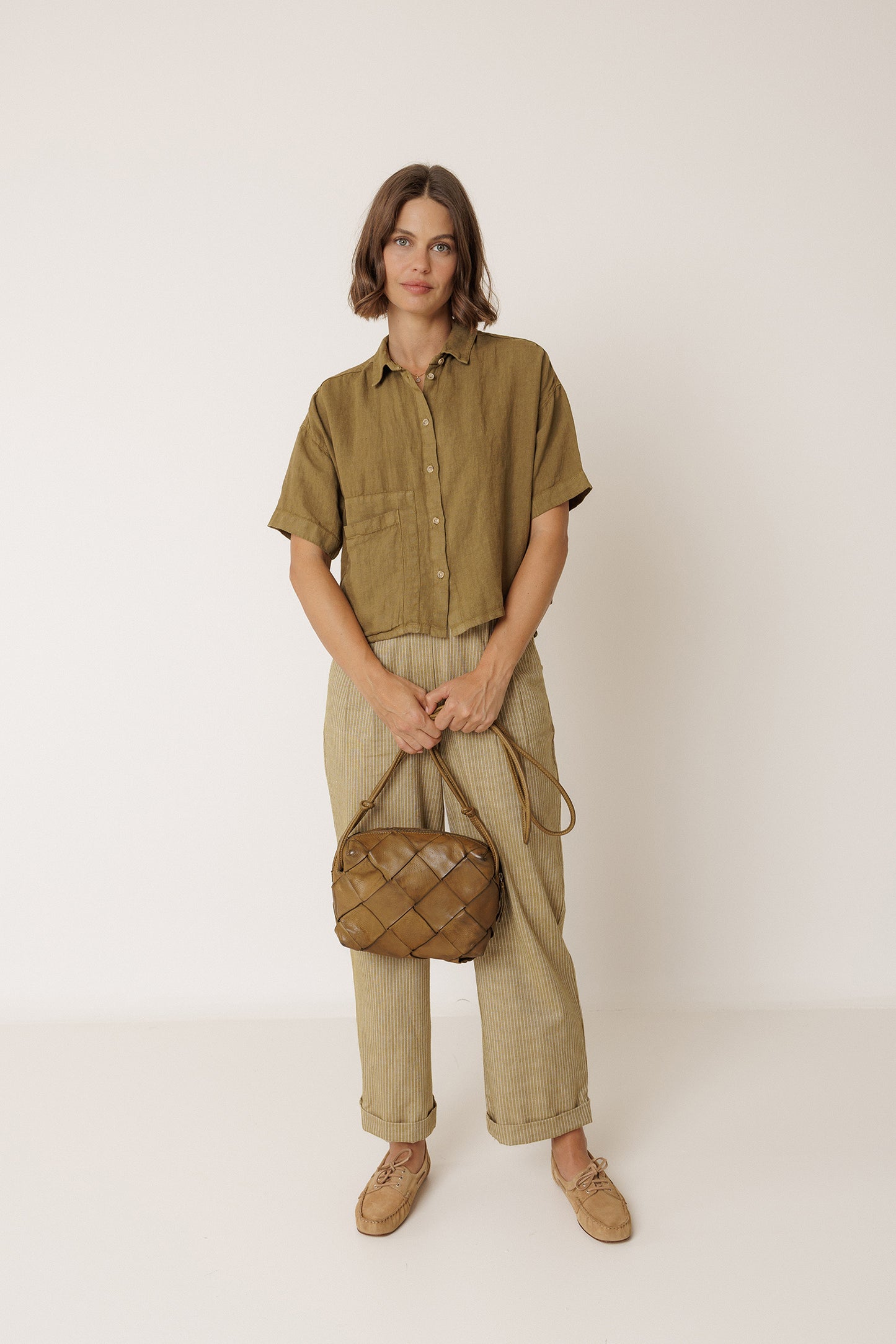 CROP LINEN SHIRT