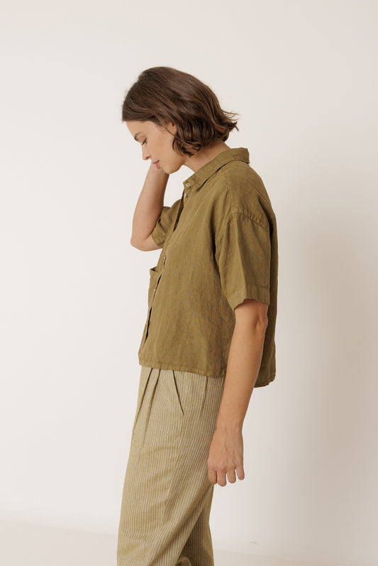 CROP LINEN SHIRT 3