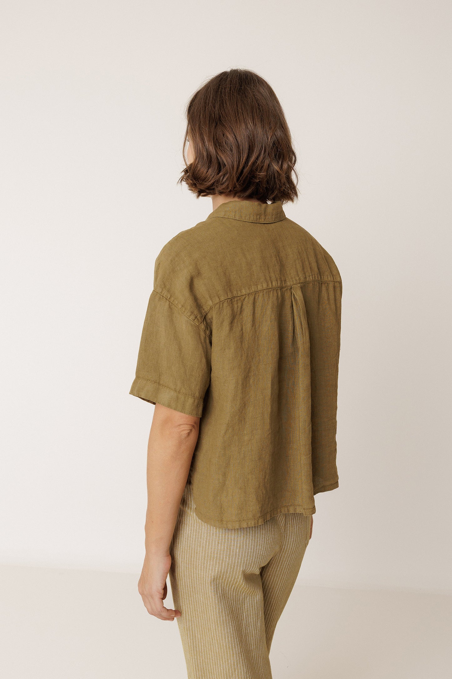 CROP LINEN SHIRT