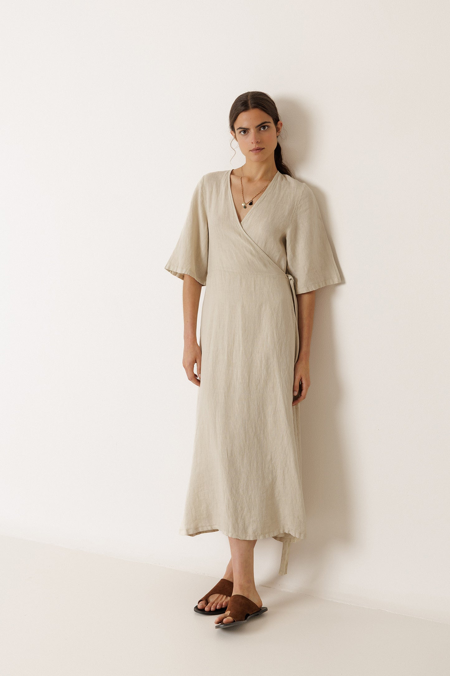 CROSSOVER LINEN DRESS
