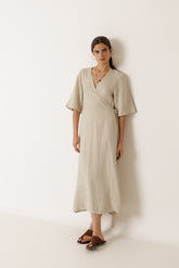 CROSSOVER LINEN DRESS
