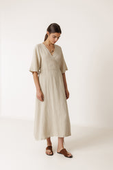 CROSSOVER LINEN DRESS