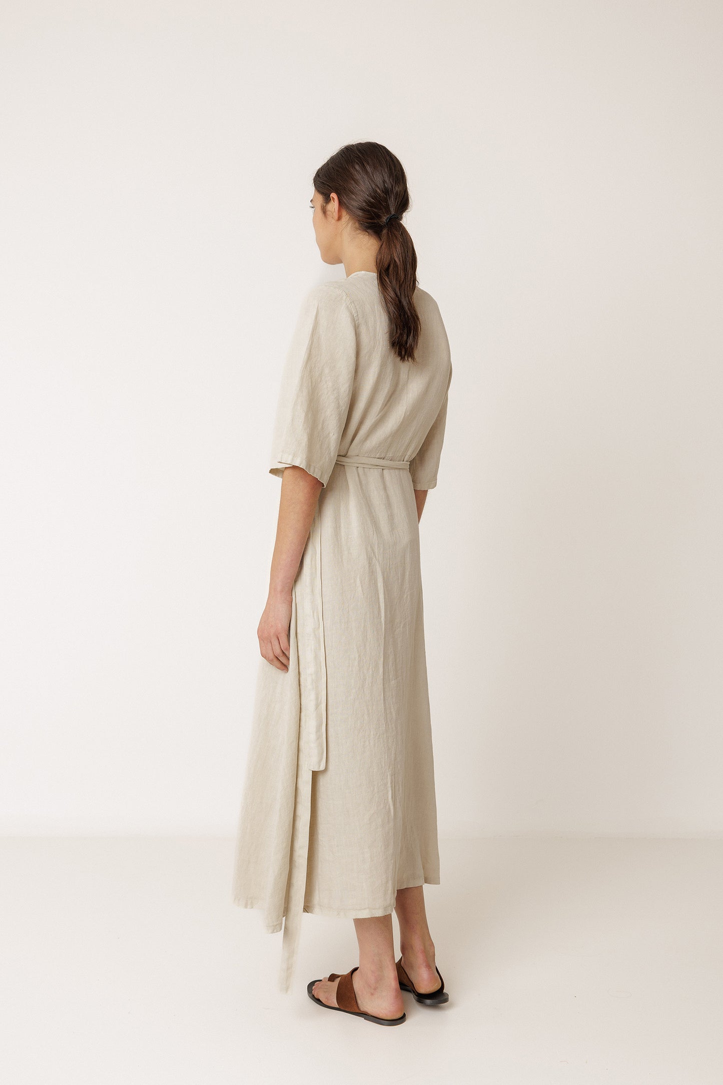 CROSSOVER LINEN DRESS
