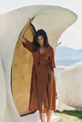 CROSSOVER LINEN DRESS