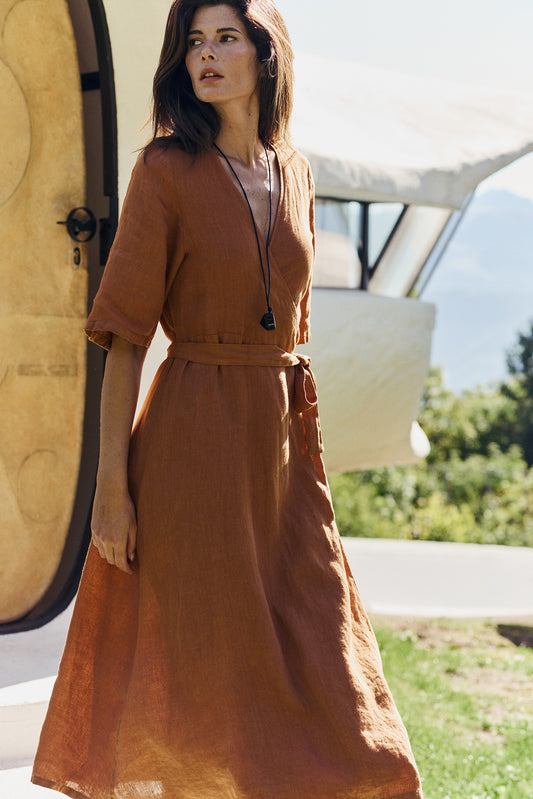 CROSSOVER LINEN DRESS 2