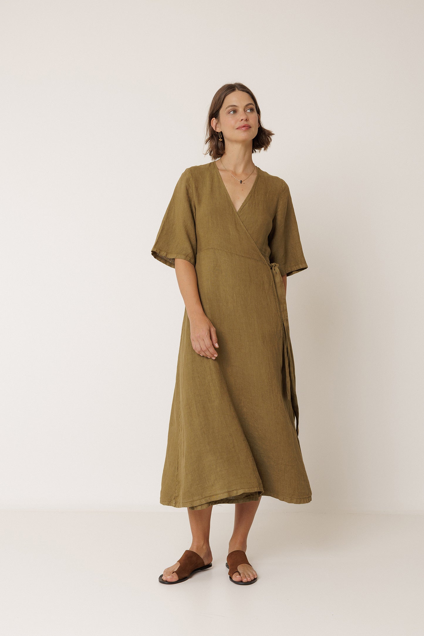 CROSSOVER LINEN DRESS