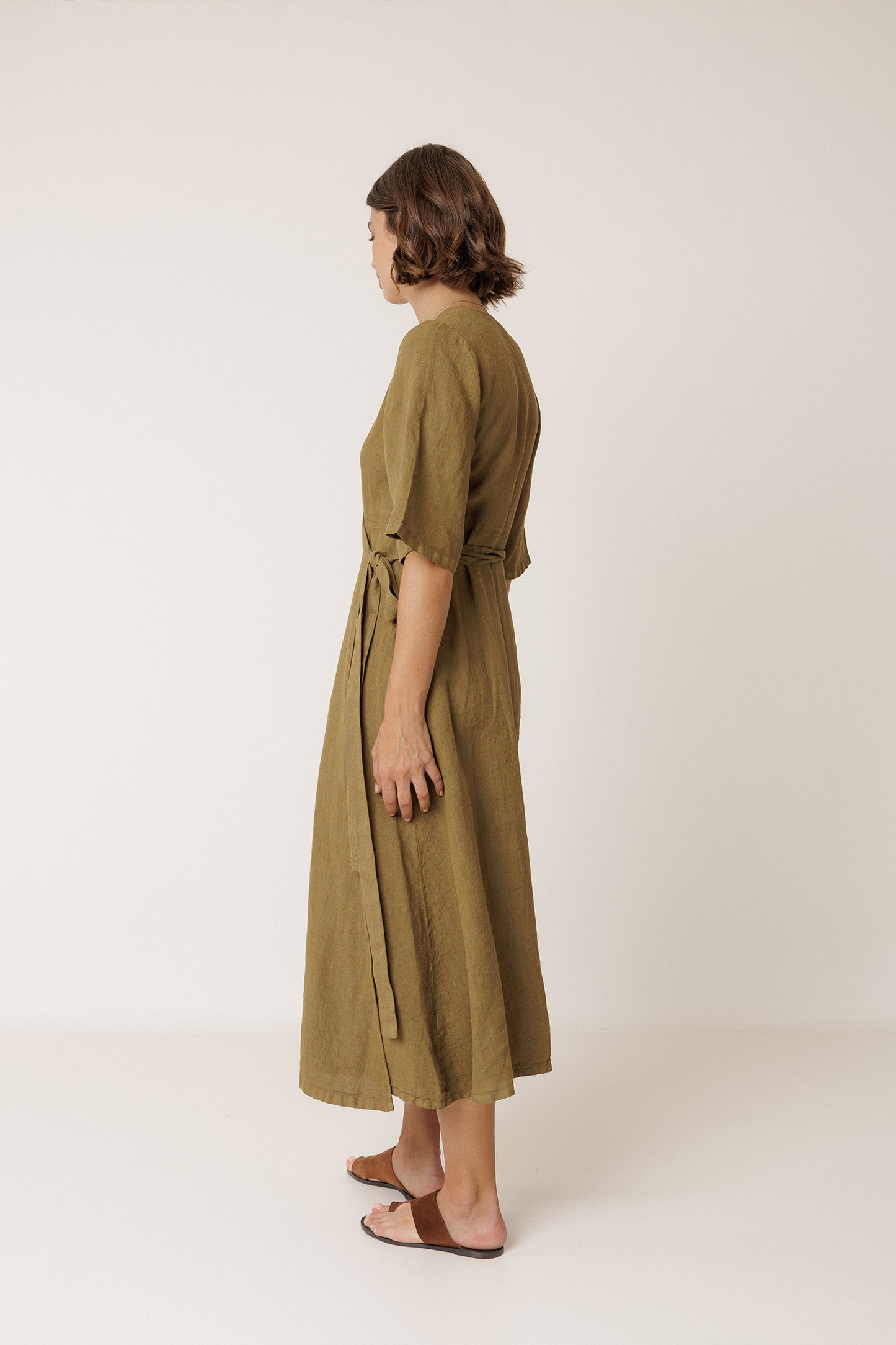 CROSSOVER LINEN DRESS