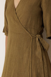 CROSSOVER LINEN DRESS