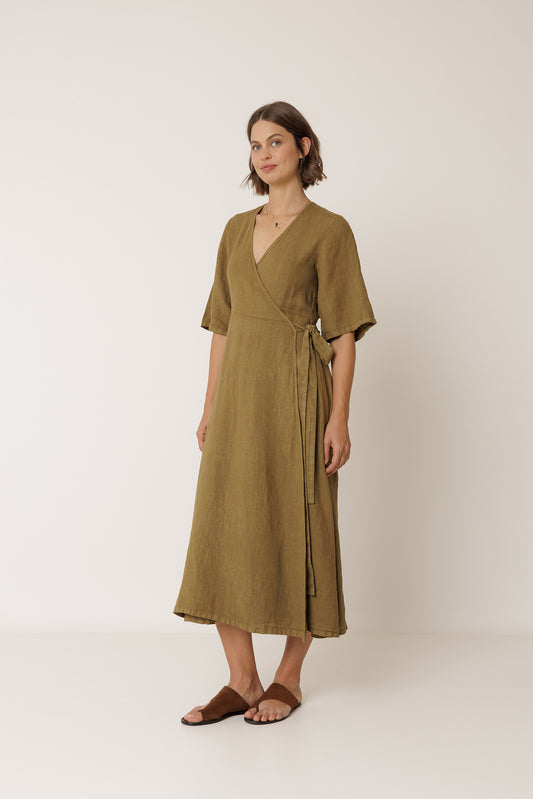 CROSSOVER LINEN DRESS 4
