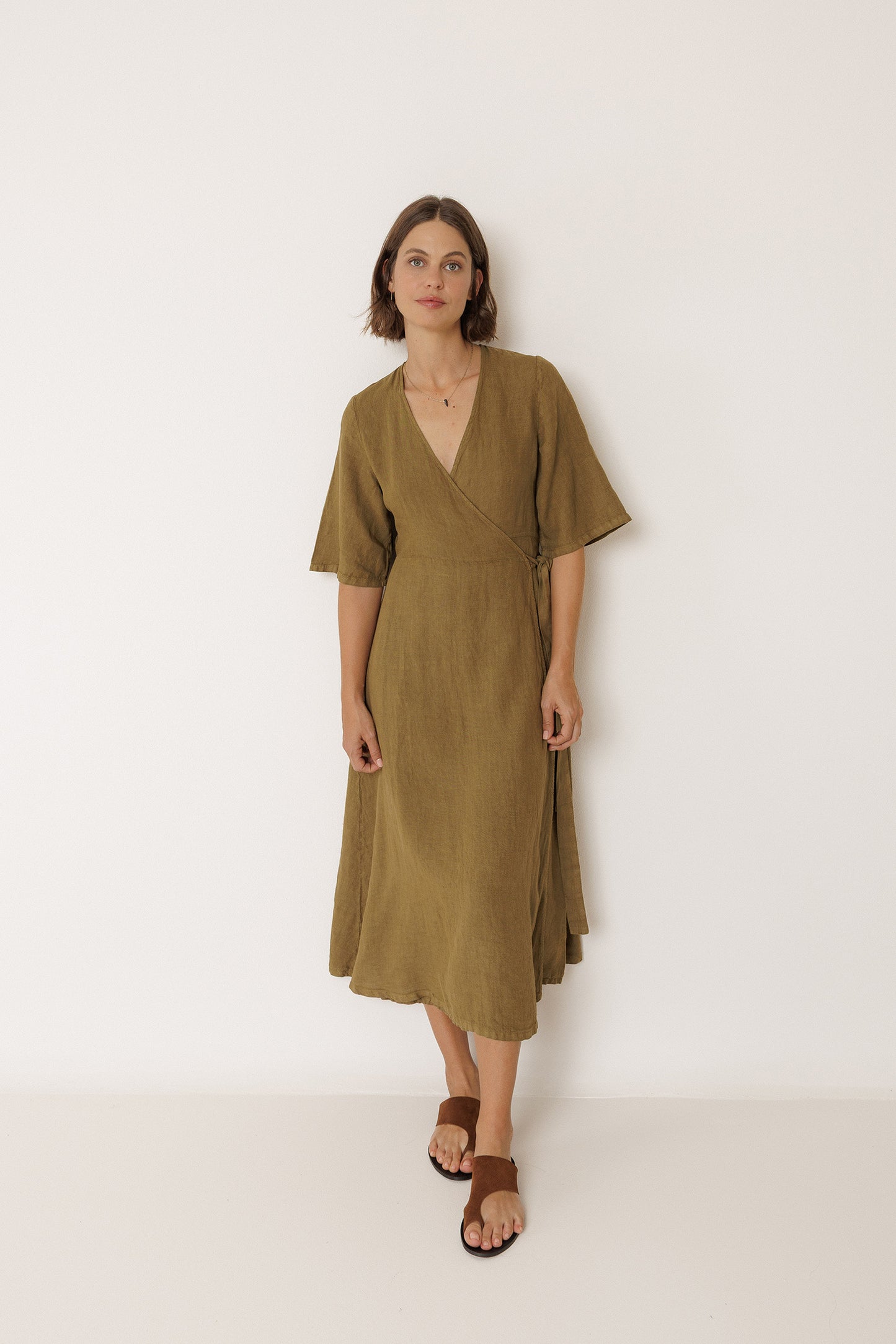 CROSSOVER LINEN DRESS