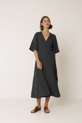 CROSSOVER LINEN DRESS