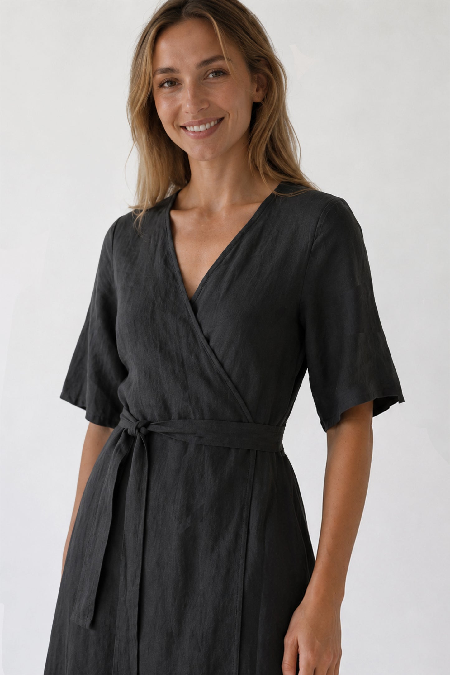 CROSSOVER LINEN DRESS