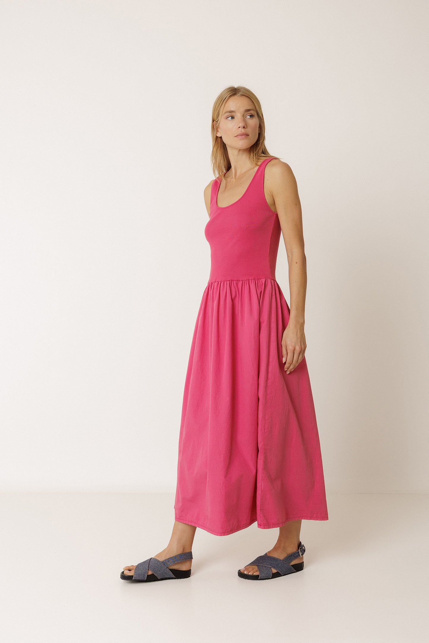 COMBINATION POPLIN DRESS
