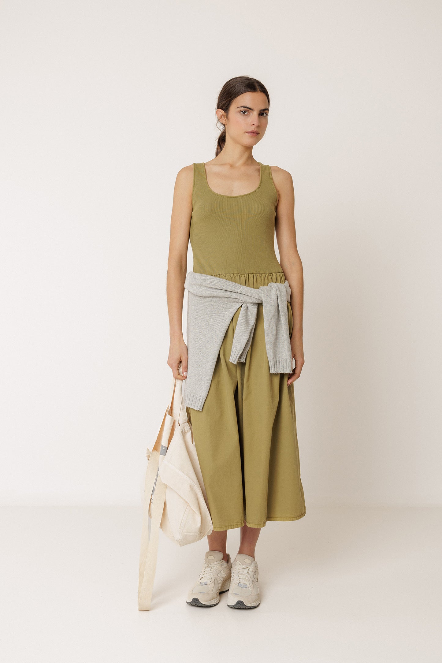 COMBINATION POPLIN DRESS