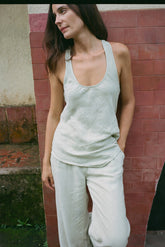 LINEN TOP WITH ASYMMETRICAL HEM
