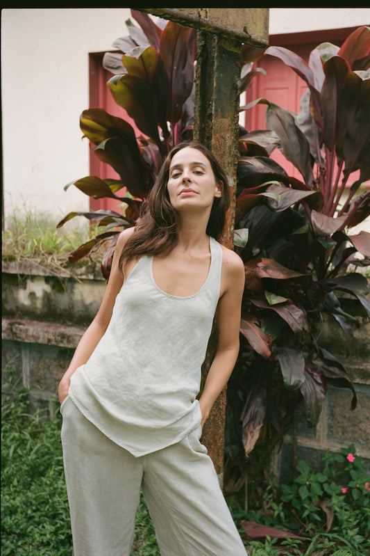 LINEN TOP WITH ASYMMETRICAL HEM 4