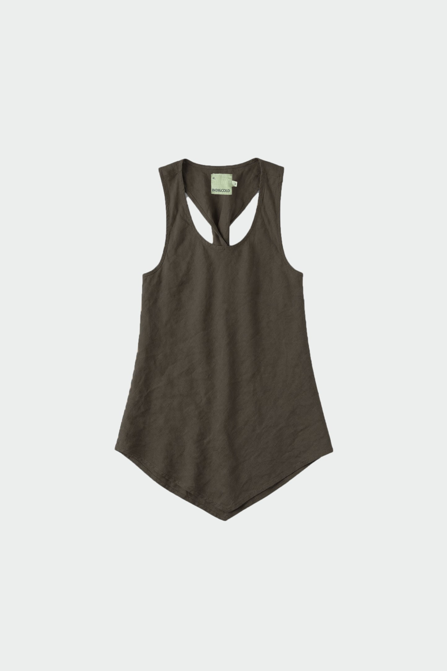 LINEN TOP WITH ASYMMETRICAL HEM