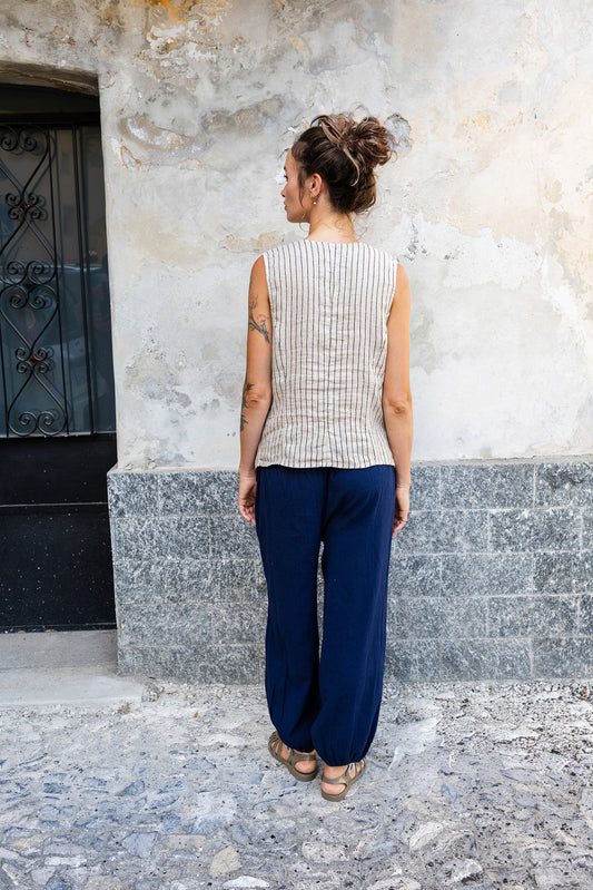 STRIPED LINEN VEST 2
