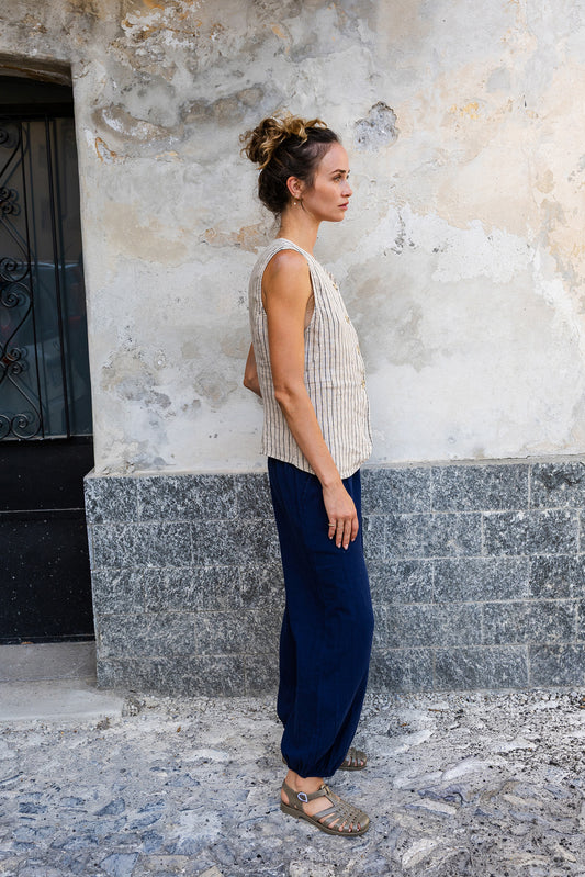 STRIPED LINEN VEST 3