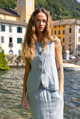 STRIPED LINEN VEST