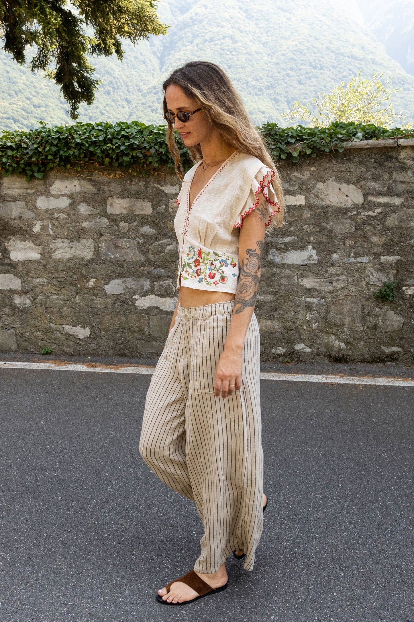 STRIPED LINEN PANTS