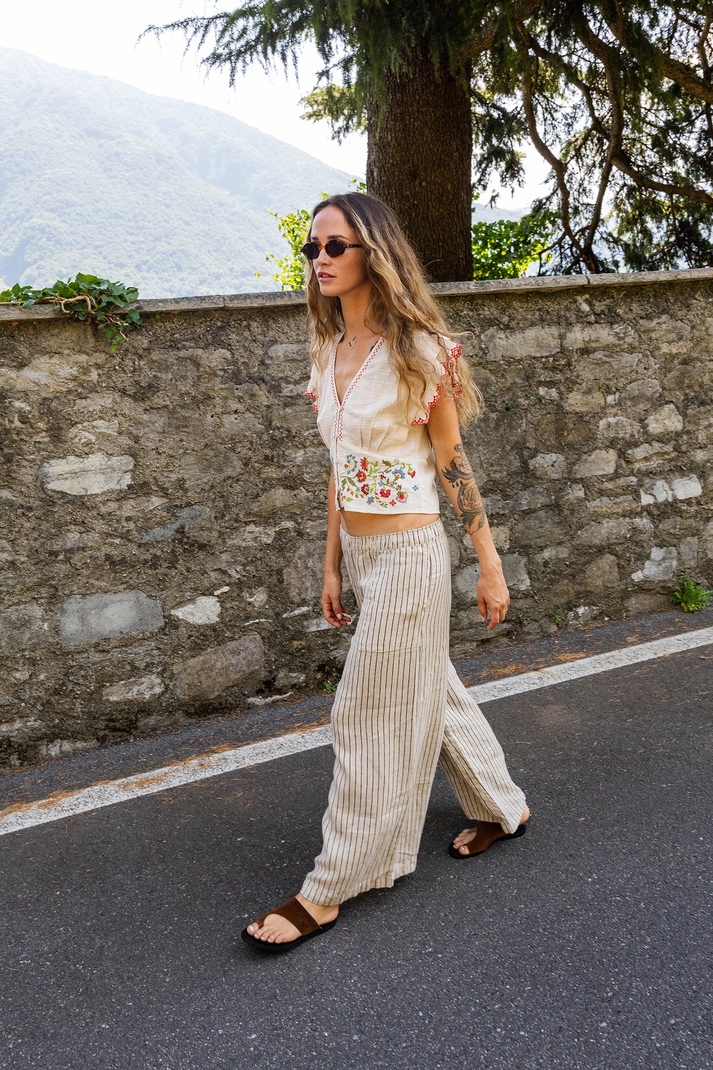 STRIPED LINEN PANTS