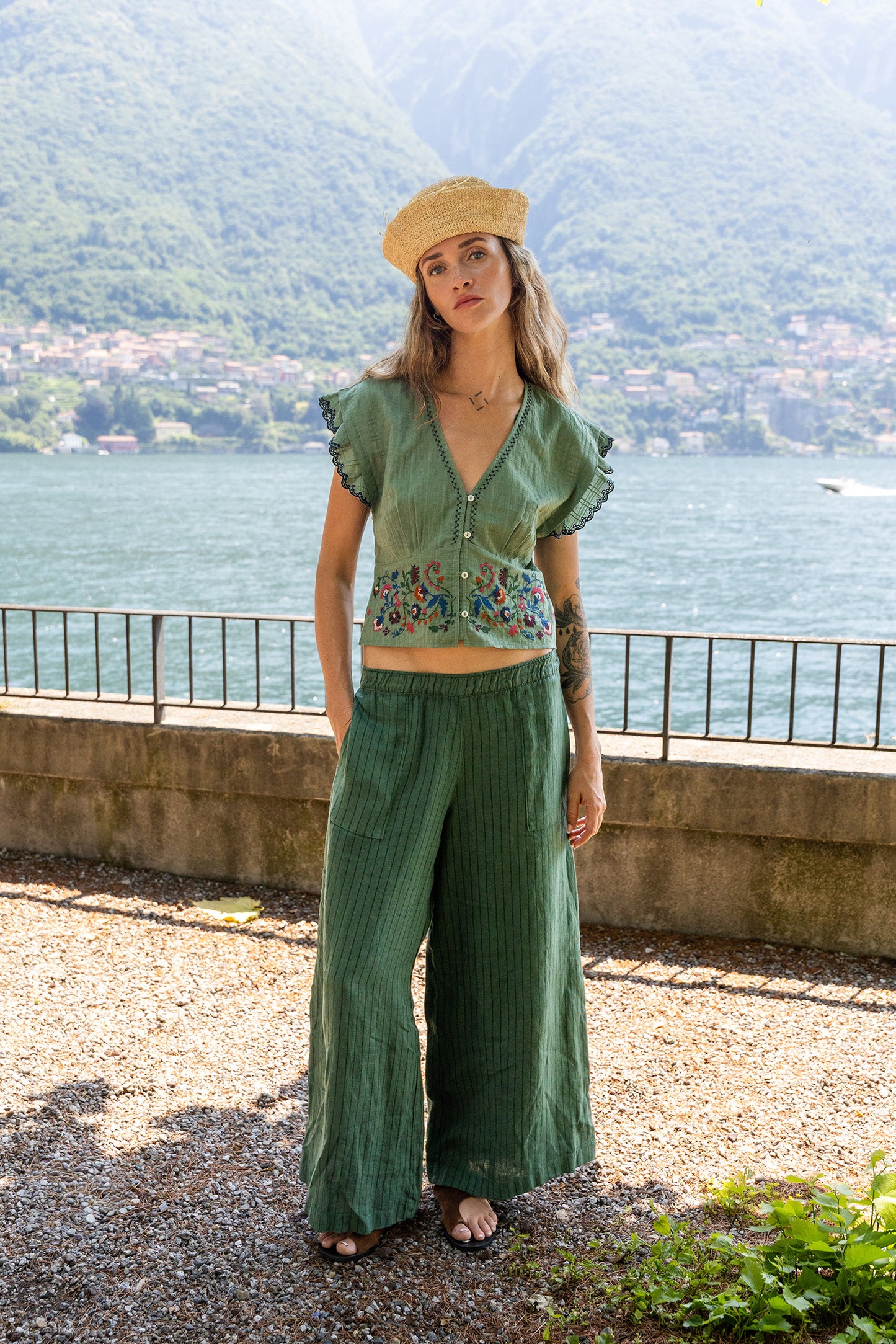 STRIPED LINEN PANTS