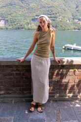 STRIPED LINEN SKIRT