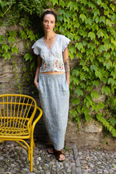 STRIPED LINEN SKIRT