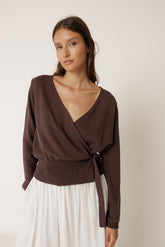 KNIT WRAP-OVER CARDIGAN