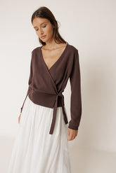 KNIT WRAP-OVER CARDIGAN