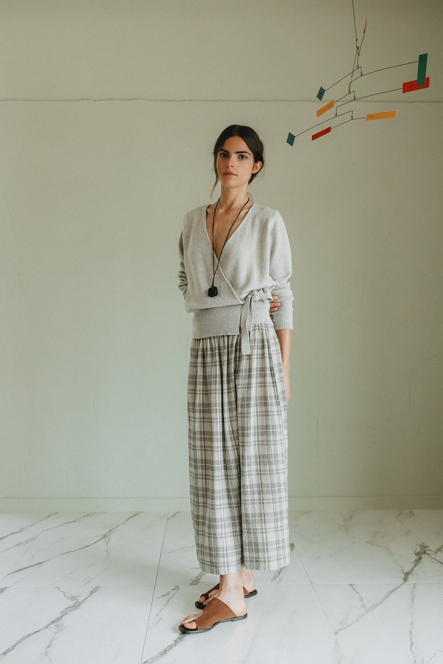 KNIT WRAP-OVER CARDIGAN