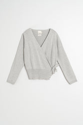 KNIT WRAP-OVER CARDIGAN