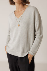 PLUNGE-NECK SWEATER