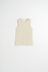 STRIPED RIBBED HALTER TEE