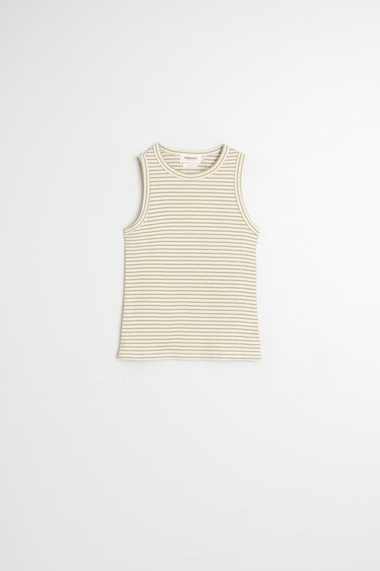 STRIPED RIBBED HALTER TEE 3