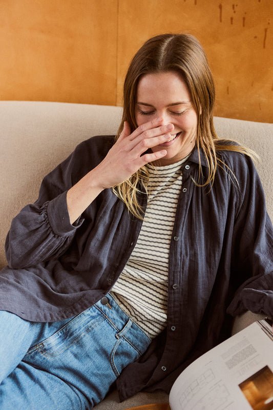 STRIPED RIBBED HALTER TEE 1