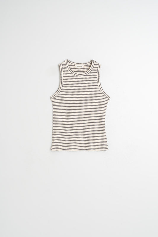 STRIPED RIBBED HALTER TEE 4