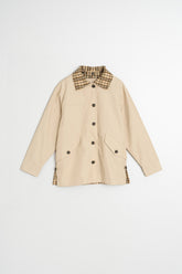 SHORT CHECKERED-COLLAR RAINCOAT